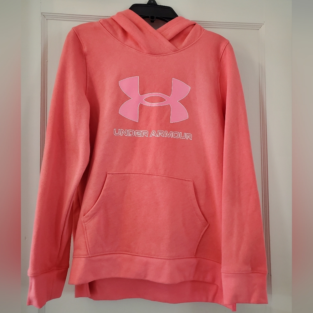 Pink Under Armour Hoodie (Girls Youth Large)